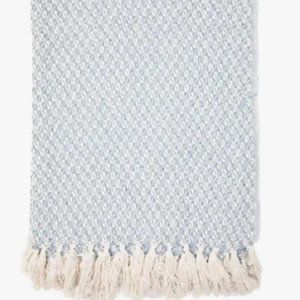 100% Cotton Checkered Blanket Throw NWT Light Blue NEW